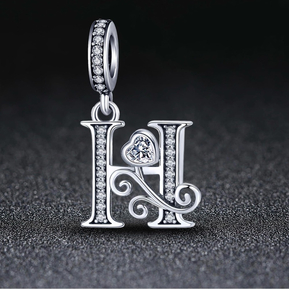 Silver Letter Charm Fit for Pandora Charms Bracelet Alphabet Initial Dangle